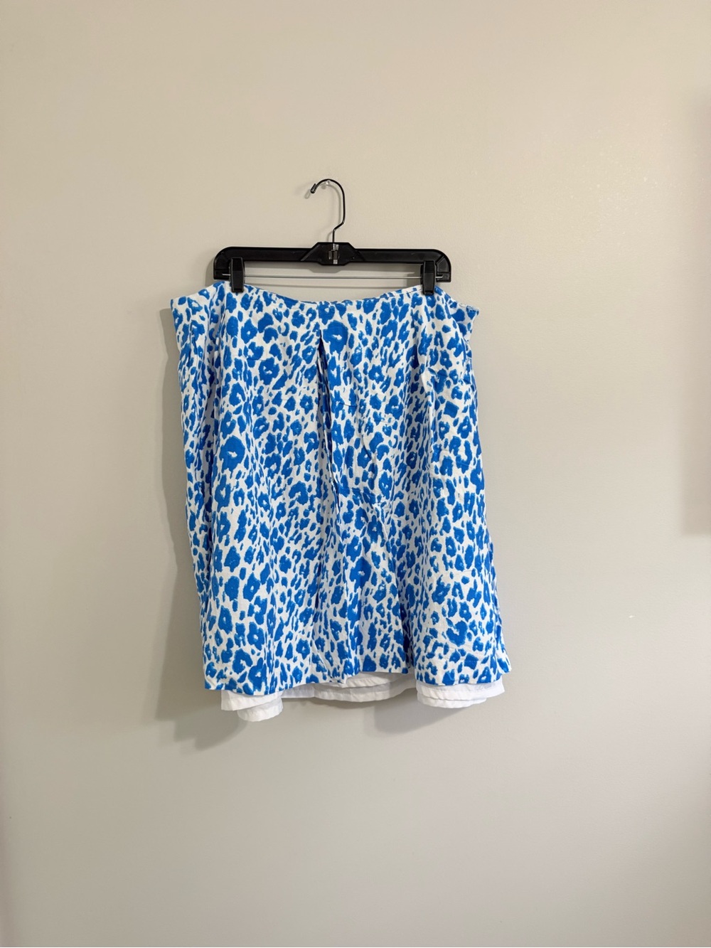 Jessica London Blue and White Leopard A-Line Skirt